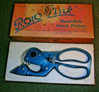 Unusual Vintage Roto - Pink Hand Pinker Pinking Shears Ambidextrous Ver