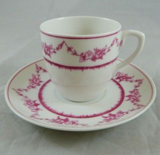 Vintage Vista Alegre Pink Floral Garland Demitasse Cup Saucer VA Portugal teacup 3