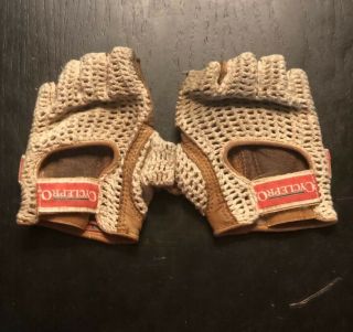 Cyclepro Vintage Mesh Cycling Gloves White Leather Palms Crochet