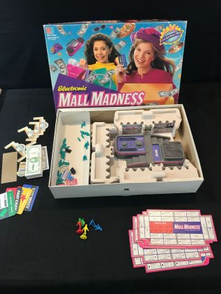 Vintage Electronic Mall Madness Board Game 1996 4047 Milton Bradley Complete