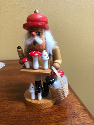 Vtg German Style Folk Art Santa Smoker Incense Burner Man With Mushrooms
