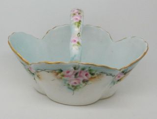 Lovely Vintage Bavarian Hand Painted Rose Motif Porcelain Basket Z.  S.  & Co