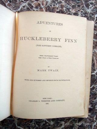 1885 Adventures of Huckleberry Finn,  TRUE First Edition,  1st/1st Cloth Mark Twain 5