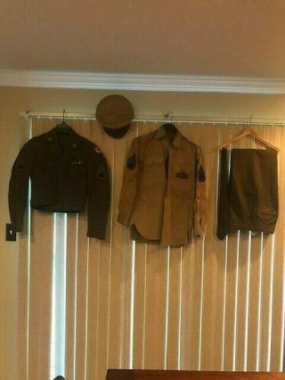 Korea War Vintage Us Army Signal Corps Ike Jacket Shirt Pants Hat Tie Uniform X5