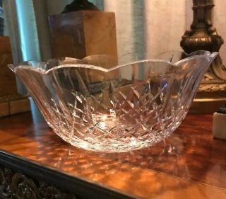Vintage Waterford Crystal Lismore 9 " Scalloped Bowl Diamond Cut Made In Ireland