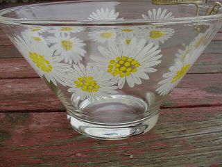 Mid Century Modern Vintage White Yellow Daisy Chip And Dip Set Anchor Hocking 3