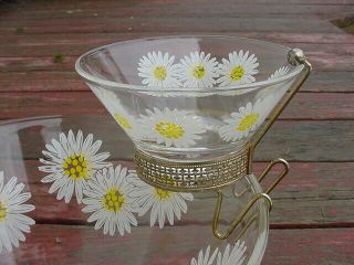 Mid Century Modern Vintage White Yellow Daisy Chip And Dip Set Anchor Hocking 4