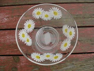 Mid Century Modern Vintage White Yellow Daisy Chip And Dip Set Anchor Hocking 8