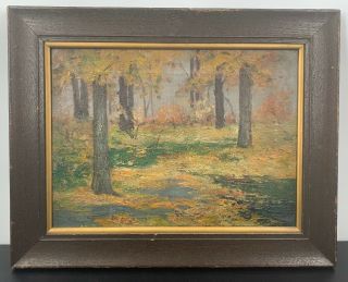 Vintage Stream & Trees Landscape Oil Painting (framed) Old