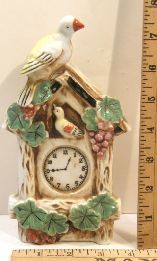 Vintage Ceramic Porcelain Wall Pocket Cuckoo Clock W/birds Made Japan