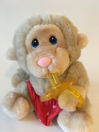 Vintage Russ Baby Chee Chee Pacifier & Red Diaper Plush Stuffed Animal Monkey