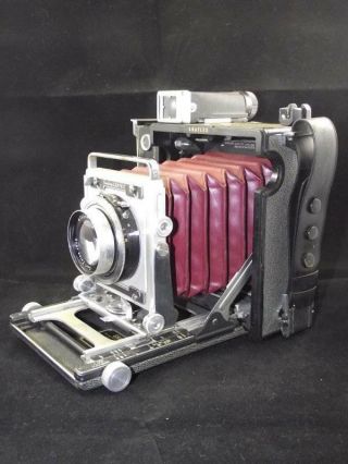 Grey Graflex Century Graphic Camera w/Zeiss Tessar 2.  8/80mm Lens - Red Bellows 2