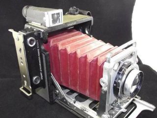 Grey Graflex Century Graphic Camera w/Zeiss Tessar 2.  8/80mm Lens - Red Bellows 3