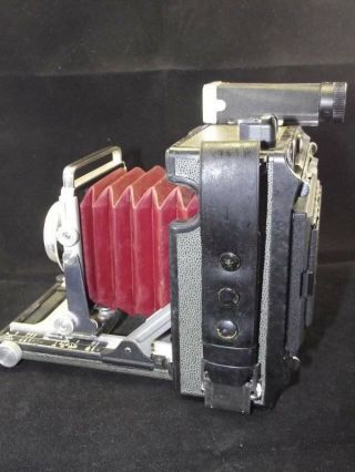 Grey Graflex Century Graphic Camera w/Zeiss Tessar 2.  8/80mm Lens - Red Bellows 6