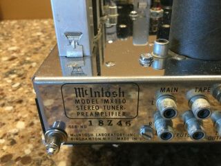 Mcintosh Mx 110 Z Stereo Fm Tube Tuner Preamplifier,  authentic walnut cabinet 5