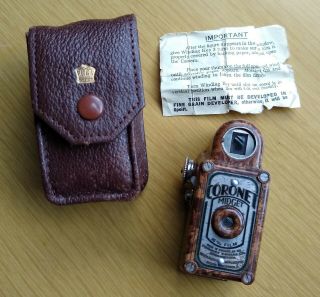 Ex Cond.  1930s Coronet Midget Subminiature Camera Bakelite W/ Case
