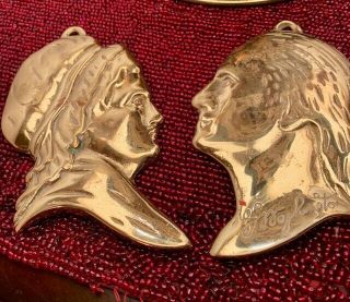 Vintage Pair Virginia Brass George And Martha Washington Silhouettes
