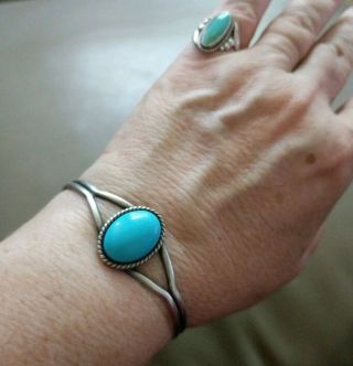 Vintage 925 Sterling Silver Carolyn Pollack Blue Turquoise Cuff Bracelet
