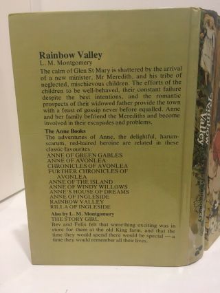 RAINBOW VALLEY by L M Montgomery Anne of Green Gables A & R Hardcover Book 1975 3