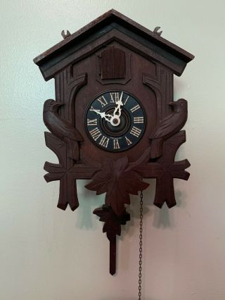 Vintage Cuckoo Clock Germany Birds With Weights