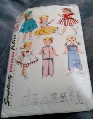 Vintage Simplicity 4509 Doll Wardrobe For 22 " 23 " Saucy Walker Cut Complete