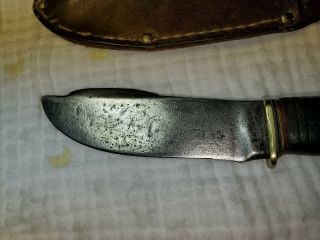 Vintage Marbles Hunting Knife With Sheath Rough Blade Handle