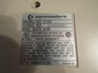 COMMODORE 128 HOME COMPUTER SYSTEM,  - rc 7