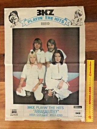 Vintage 1977 Abba - Salutely Aussie Observer Newspaper Radio 3kz Promo Poster Vgc