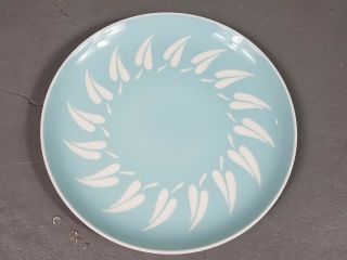 Vintage Harkerware Blue Leaves Plate 10 " Dinner Plate Rare Pattern Ovenproof