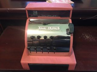 Vintage Tom Thumb Pink Steel Chrome Toy Cash Register Box No.  1549