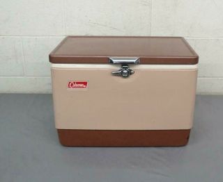 Vintage 1969 Coleman Two - Tone Brown Cooler/ice Chest 10.  5 " X 13 " X 18 " Great