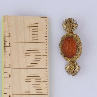 VINTAGE CHINESE STERLING SILVER FILIGREE CARVED CARNELIAN BROOCH PIN 4