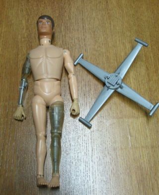 Vintage 1975 Gi Joe Atomic Man Mike Power Action Figure & Helicopter