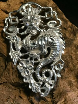 Vtg Dragon/serpent Pendant/charm.  925 Sterling Silver (8.  3g)