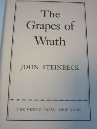 John Steinbeck - The Grapes of Wrath,  1939 First Edition / Printing Viking Press 6