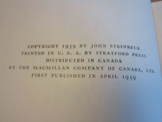 John Steinbeck - The Grapes of Wrath,  1939 First Edition / Printing Viking Press 7