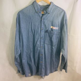 Nascar Mens Large Shirt Denim Long Sleeve Button Down Vintage Usa