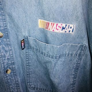 Nascar Mens Large Shirt Denim Long Sleeve Button Down Vintage USA 3