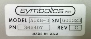 Symbolics - style keyboard p/n 365407 4