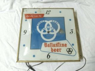 Vintage Ballantine Beer Clock.  Lighted Bar Wall Sign Clock.  Pam