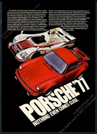 1977 Porsche 930 Turbo Red Car & 936 Martini Race Car Photo Vintage Print Ad