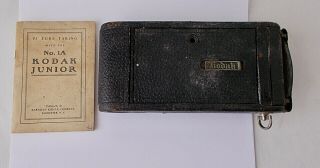 Vintage Kodak Junior Folding Camera Model No.  1a W/ Booklet & Film Inside