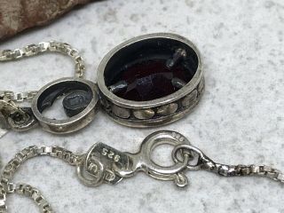 Vintage Sterling Silver Red Garnet Goddess Pendant 19.  5” Necklace 4