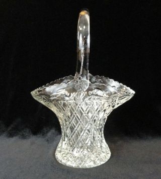 Vintage L E Smith Glass Heritage / Mckee Innovation Clear 10.  5 " Basket Vase