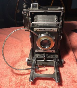 Graflex Speed Graphic 4x5 Folding Camera With Kodak Ektar F/4.  7 127mm Lens