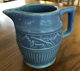 Vintage Robinson Ransbottom Pottery Co.  Roseville,  Oh Blue Creamer