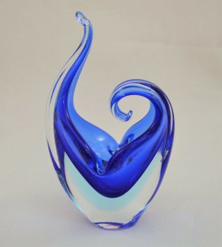 Vintage Art Glass Murano Style Blue Bird Swan Vase Candy Dish Figurine