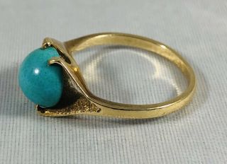 Vintage 14K Yellow Gold Turquoise Ring Size 6 3