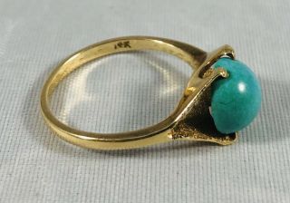 Vintage 14K Yellow Gold Turquoise Ring Size 6 5