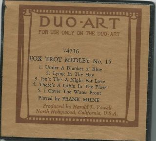 Piano Roll Vintage " Duo Art " Ex Fox Trot Medley 74716 Large